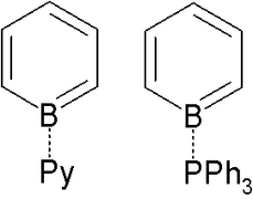 Adduits de borabenzène avec la pyridine et la triphénylphosphine.