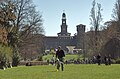 Milano - Sempione Parkı arka Sforza Kalesi