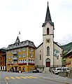 Realp, Zentrum mit röm.-kath. Kirche und Hotel «Post»