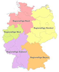 Geografische Einteilung der Regionalligen zur Saison 2020/21