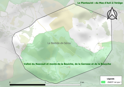 Carte de la ZNIEFF de type 1 sur la commune.