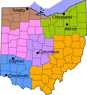 Die sechs Reiseregionen von Ohio