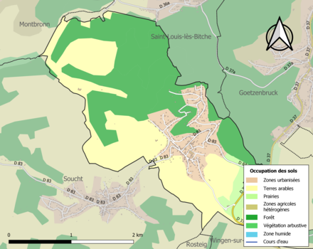 Carte en couleurs présentant l'occupation des sols.