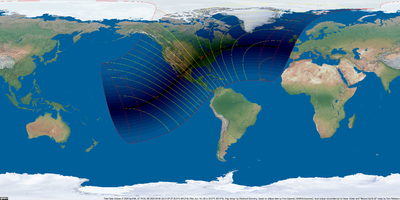 Weltkarte der Sonnenfinsternis vom 8. April 2024