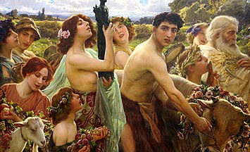 Ave natura !, 1910, neoclassical style work by Cesare Saccaggi representing a Roman procession to Ceres, pagan goddess of wheat.