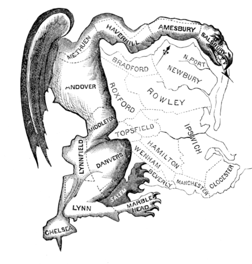 1812 political cartoon that led to the term Gerrymandering