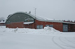 View of the village indoor arena, Vearhallen