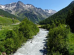 Der Suldenbach beim Ortszentrum von Sulden