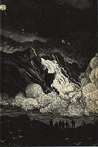 L'éruption du volcan.