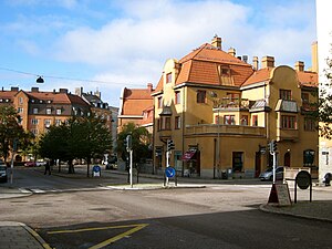 Bebyggelsen kring stråket.