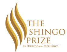 The Shingo Prize for Operational Excellence graphic that is etched into the physical trophies.