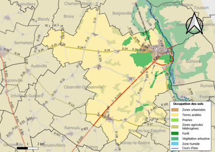 Carte des infrastructures et de l'occupation des sols de la commune en 2018 (CLC).