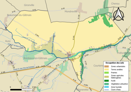 Carte des infrastructures et de l'occupation des sols de la commune en 2018 (CLC).