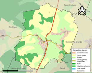 Carte en couleurs présentant l'occupation des sols.