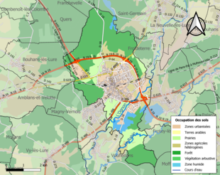 Carte en couleurs présentant l'occupation des sols.