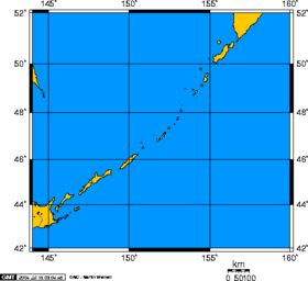 Carte des îles Kouriles.