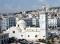 Mosque with a dome and square minaret