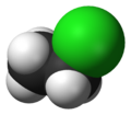 Molecuulmodel van chloorethaan