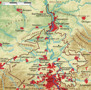 Der Heuchelberg nordwestlich des Neckarbeckens