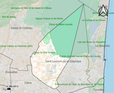 Carte des ZNIEFF de type 1 sur la commune.