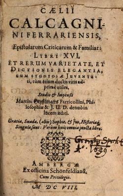 Epistolarum criticarum et familiarum libri XVI, verko publikigita en 1608.