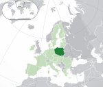 Map showing Poland in Europe