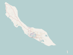 Mapa konturowa Curaçao, u góry po lewej znajduje się punkt z opisem „Barber”