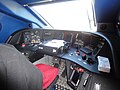 France: Full view of the cab controls in an SNCF TGV Duplex set.