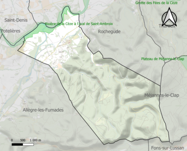 Carte de la ZNIEFF de type 1 sur la commune.