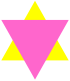 Triangolo giallo degli ebrei, con triangolo rosa rovesciato