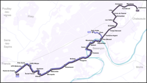 The Besançon tram network in 2014