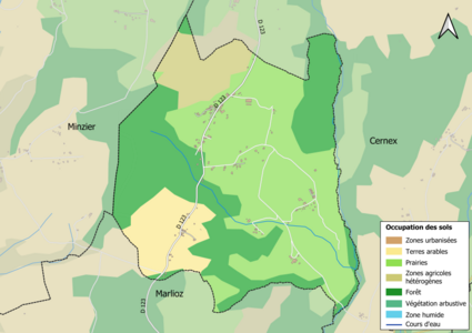 Carte en couleurs présentant l'occupation des sols.