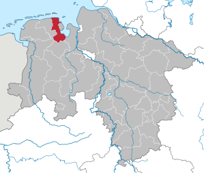 Lage des Landkreis Friesland in Niedersachsen (anklickbare Karte)