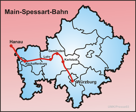 Spoorlijn Würzburg - Hanau op de kaart