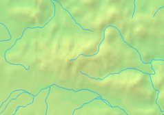 Mapa konturowa Gorców, blisko centrum na prawo u góry znajduje się czarny trójkącik z opisem „Kiczora”