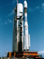 Ariane 42P rocket with the TOPEX/Poseidon satellite (Kourou, August 10, 1992) (NASA)