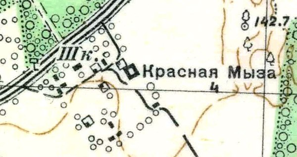 План деревни Красная Мыза. 1938 год