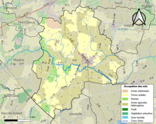 Carte en couleurs présentant l'occupation des sols.