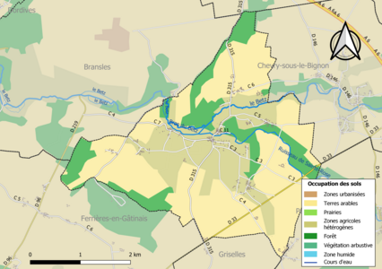 Carte des infrastructures et de l'occupation des sols de la commune en 2018 (CLC).