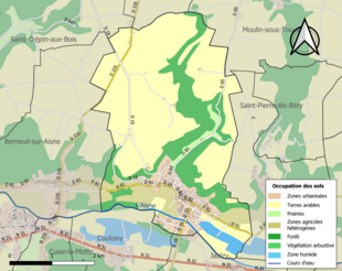 Carte en couleurs présentant l'occupation des sols.