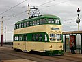 Blackpool sahilinde iki katlı tramvay