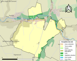 Carte en couleurs présentant l'occupation des sols.