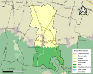 Carte en couleurs présentant l'occupation des sols.