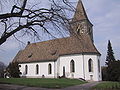 Dorfkirche in Kilchberg, davor das Grabmal von Conrad Ferdinand Meyer