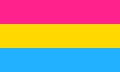 The pansexual flag, a simple horizontal triband.