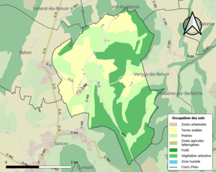 Carte en couleurs présentant l'occupation des sols.