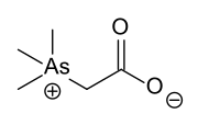 Arsenobetaine, one of the most common arsenic compound in nature. Also common is arsenocholine, which has CH2OH in place of CO2H).