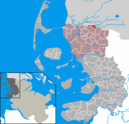 Läget för kommunen Ellhöft i Kreis Nordfriesland