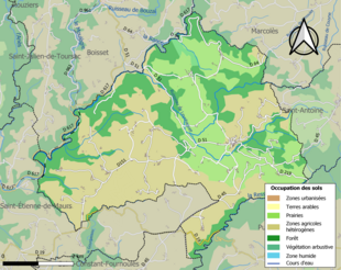 Carte en couleurs présentant l'occupation des sols.