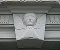 Virgin Sophia design on doorway in Harmony, PA, carved by Frederick Reichert Rapp (1775-1834). Photo taken on March 3, 2007.